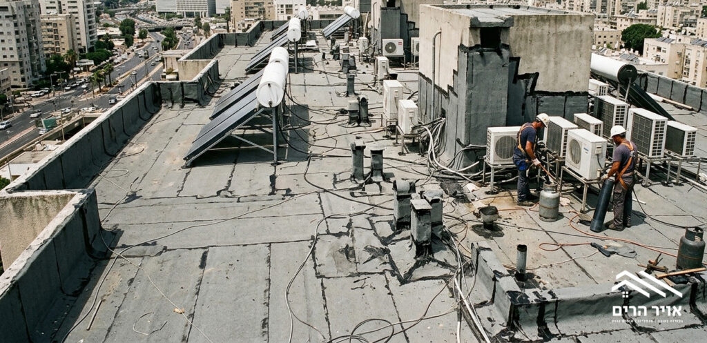 מורכבות יישום יריעות ביטומניות עם גג מלא אלמנטים